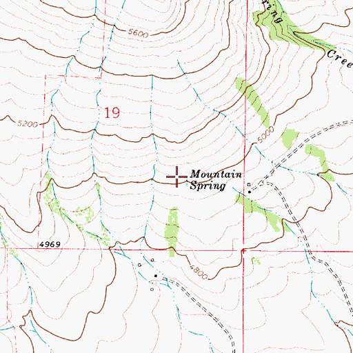 Topographic Map of Mountain Spring, MT