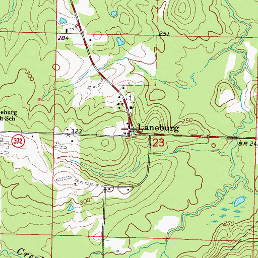 Topographic Map of Laneburg, AR