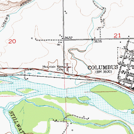 Topographic Map of Mountain View Cemetery, MT