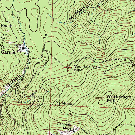 Topographic Map of Mountain View Mine, MT
