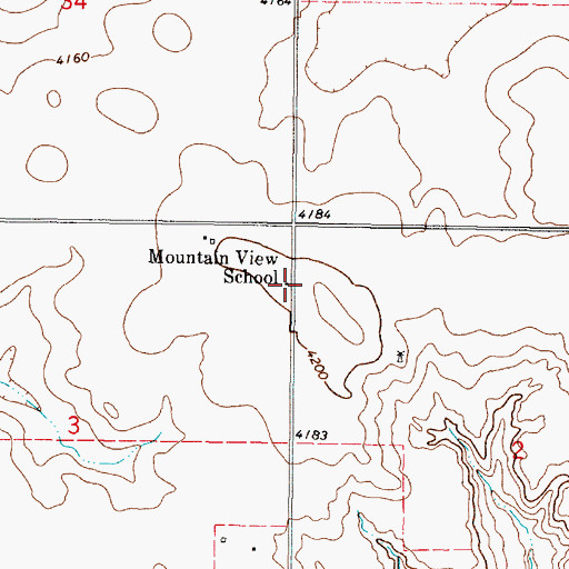Topographic Map of Mountain View School (historical), MT