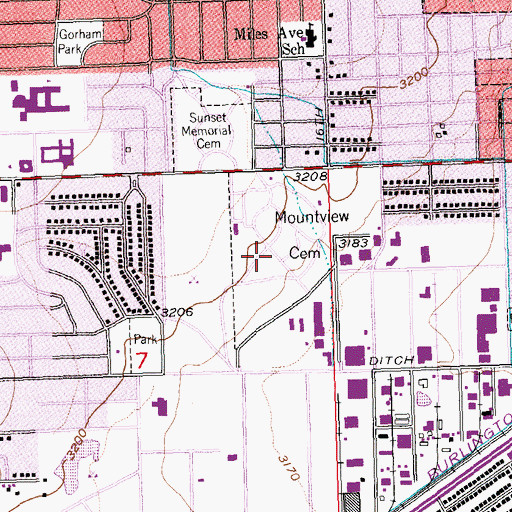 Topographic Map of Mountview Cemetery, MT