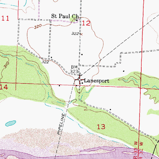 Topographic Map of Lanesport, AR