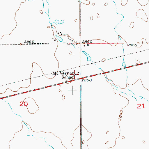 Topographic Map of Mount Vernon School (historical), MT