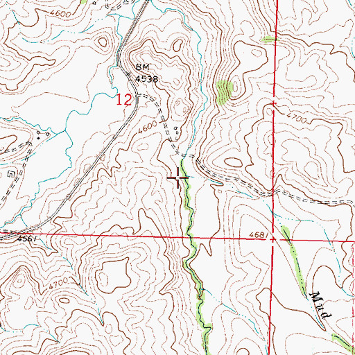 Topographic Map of Mud Creek, MT