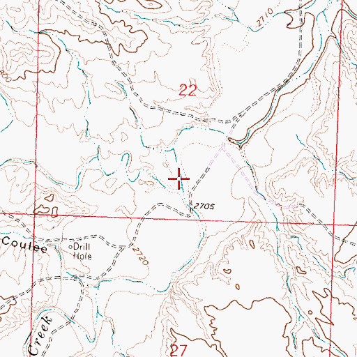 Topographic Map of Mud Springs Creek, MT