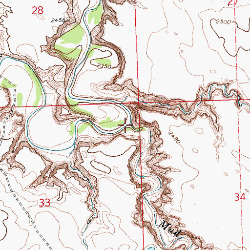 Topographic Map of Mud Creek, MT