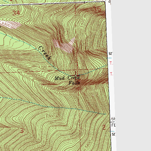 Topographic Map of Mud Creek Falls, MT