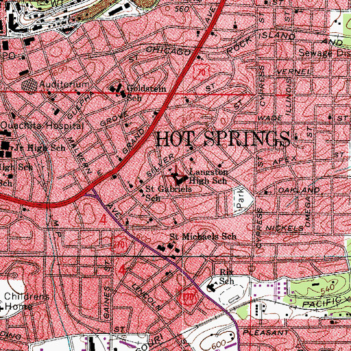 Topographic Map of Langston High School, AR
