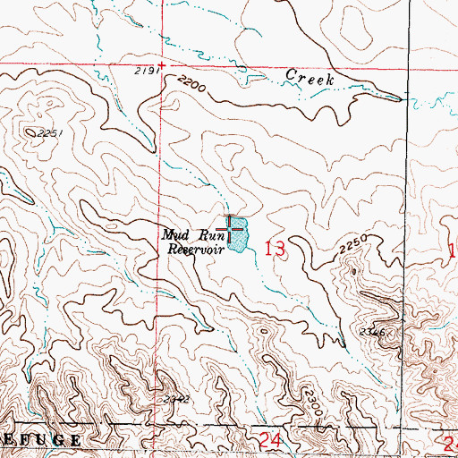 Topographic Map of Mud Run Reservoir, MT