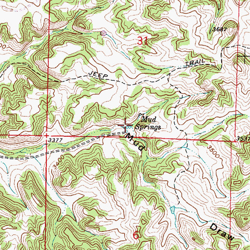 Topographic Map of Mud Springs, MT