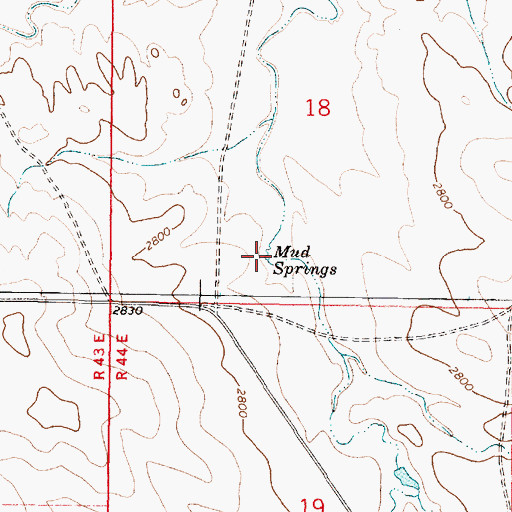 Topographic Map of Mud Springs, MT