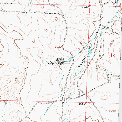 Topographic Map of Mud Springs, MT