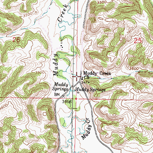 Topographic Map of Muddy Creek Church, MT