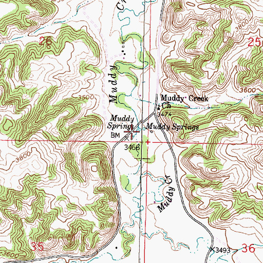 Topographic Map of Muddy Springs, MT