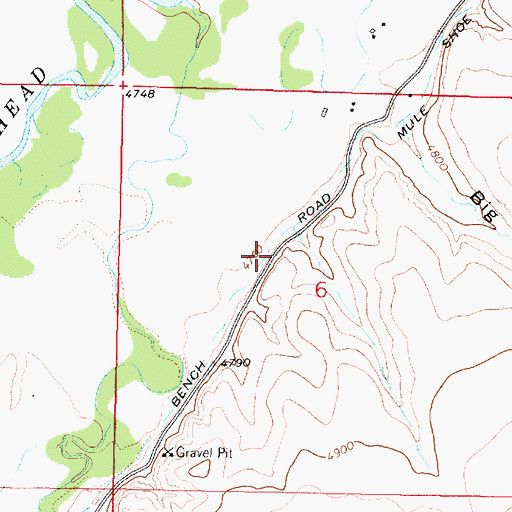 Topographic Map of Mule Shoe Ditch, MT