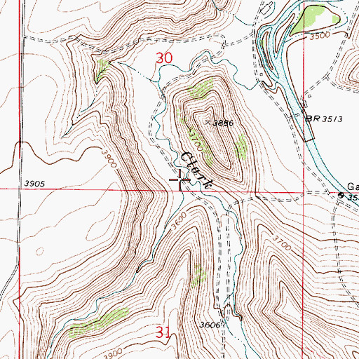 Topographic Map of Mullens Creek, MT