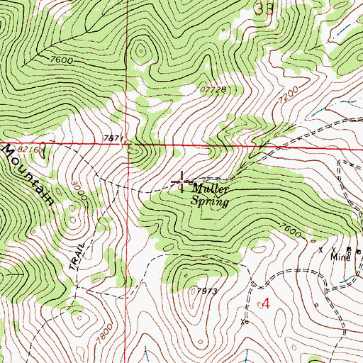 Topographic Map of Muller Spring, MT