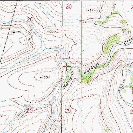 Topographic Map of Mullery Creek, MT