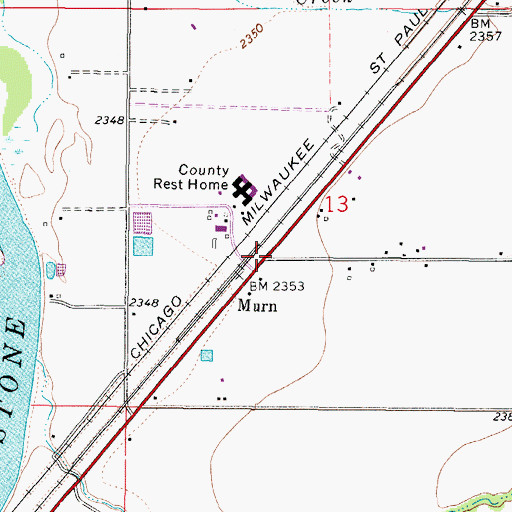 Topographic Map of Murn, MT