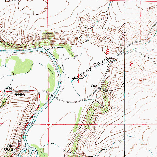 Topographic Map of Murphy Coulee, MT