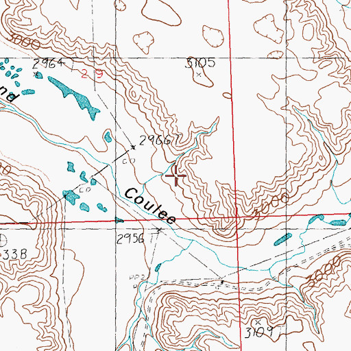 Topographic Map of Murray Coulee, MT