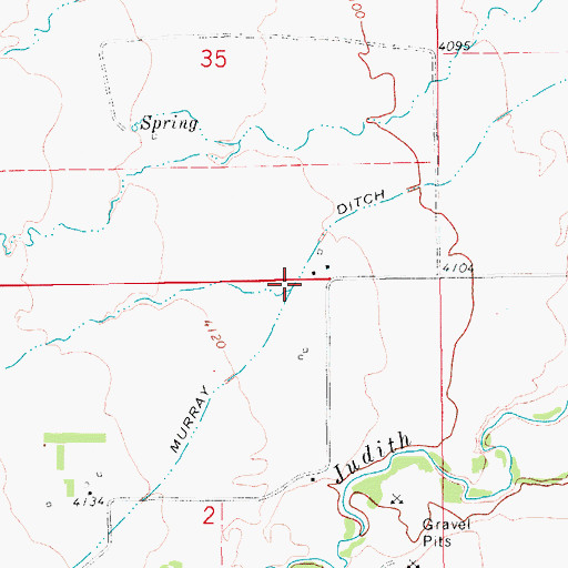 Topographic Map of Murray Ditch, MT
