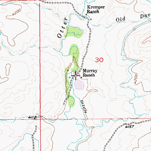 Topographic Map of Murray Ranch, MT