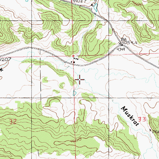 Topographic Map of Muskrat Creek, MT