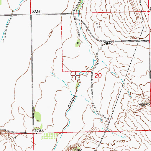 Topographic Map of Mutual Ditch, MT
