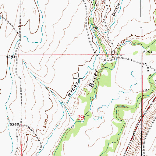 Topographic Map of Myers Ditch, MT