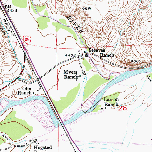 Topographic Map of Myers Ranch, MT
