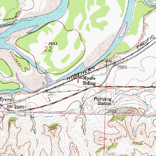 Topographic Map of Myers Siding, MT