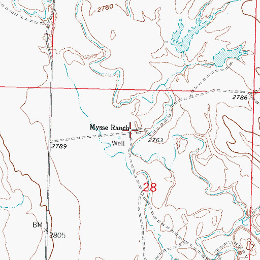 Topographic Map of Mysse Ranch, MT