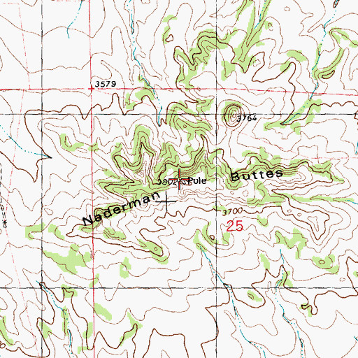 Topographic Map of Naderman Buttes, MT