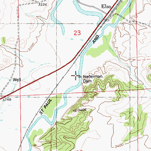 Topographic Map of Naderman Dam, MT