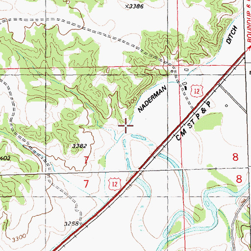 Topographic Map of Naderman Ditch, MT