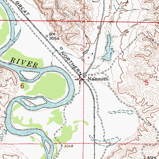 Topographic Map of Naismith, MT