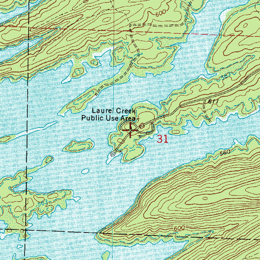 Topographic Map of Laurel Creek Public Use Area, AR