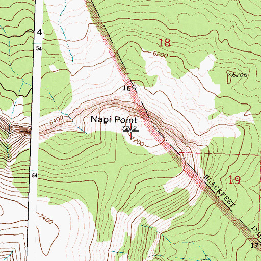 Topographic Map of Naoi Point, MT