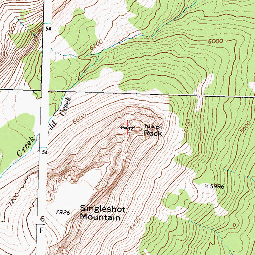 Topographic Map of Napi Rock, MT