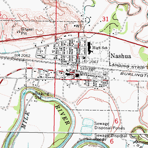Topographic Map of Nashua, MT