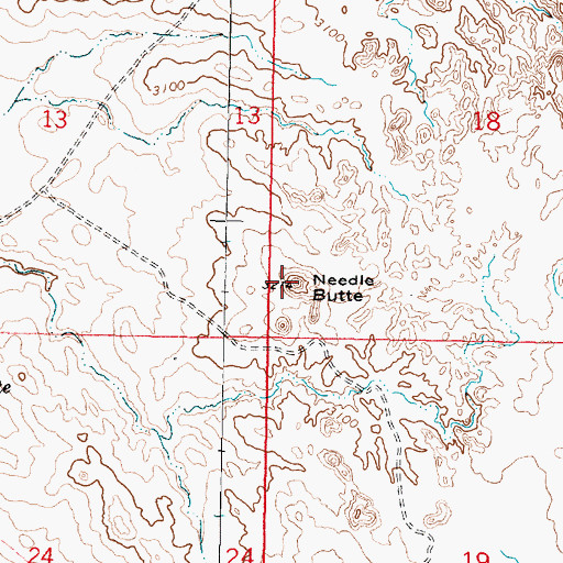 Topographic Map of Needle Butte, MT