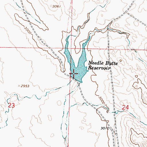 Topographic Map of Needle Butte Reservoir, MT