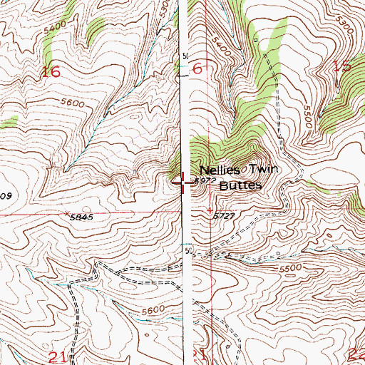 Topographic Map of Nellies Twin Buttes, MT