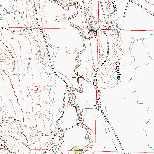 Topographic Map of Nelson Coulee, MT