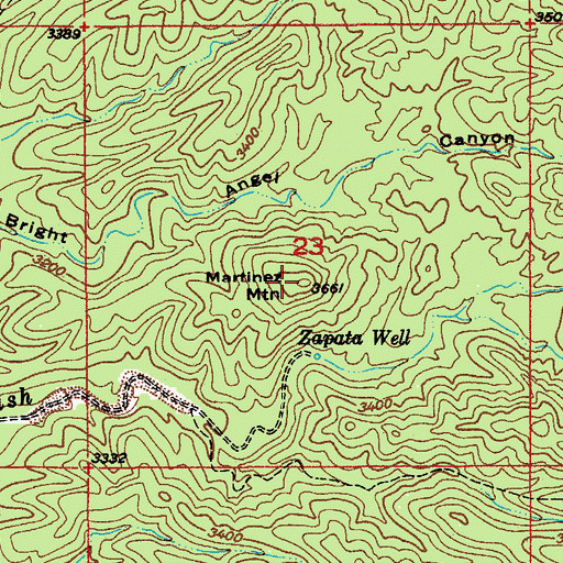 Topographic Map of Martinez Mountain, AZ