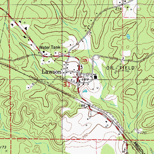 Topographic Map of Lawson, AR