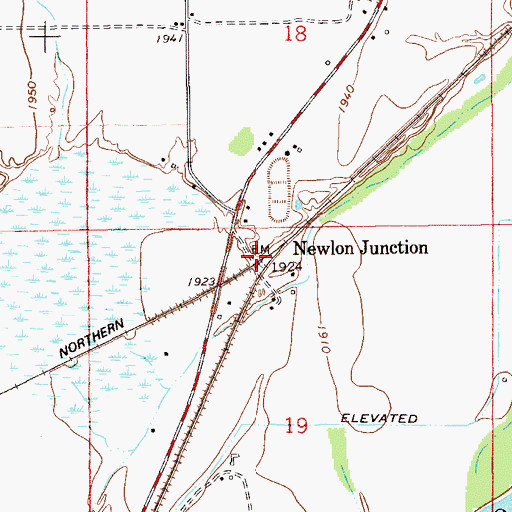 Topographic Map of Newlon Junction, MT
