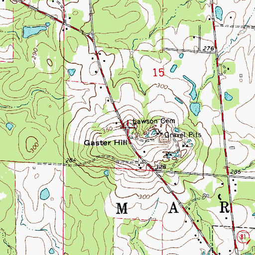 Topographic Map of Lawson Cemetery, AR